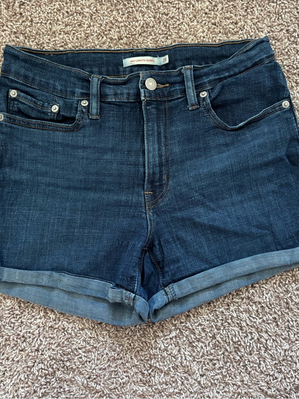 Levi’s Dark Blue Denim Mid-Length Womens Shorts